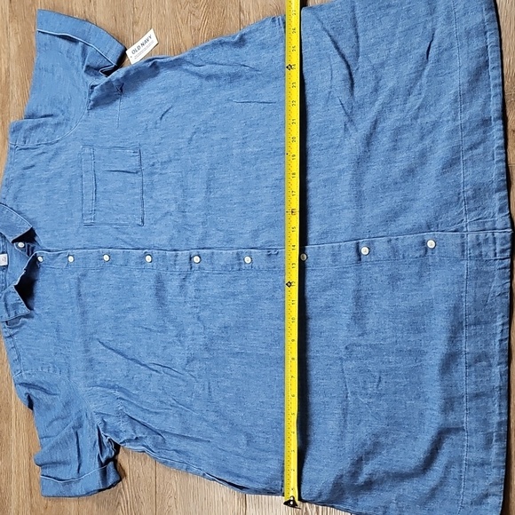 NWT Old Navy 100% Cotton Denim Blue Button Down Short Sleeve Shirt Dress - Picture 15 of 16